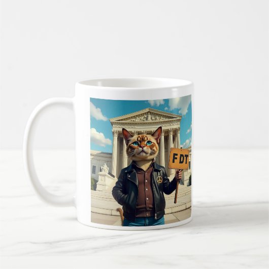 FDT Cat in Leather Jacket Koffiemok (Links)