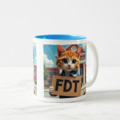 FDT Cat met School voor leraren Tweekleurige Koffiemok (Voorkant rechts)