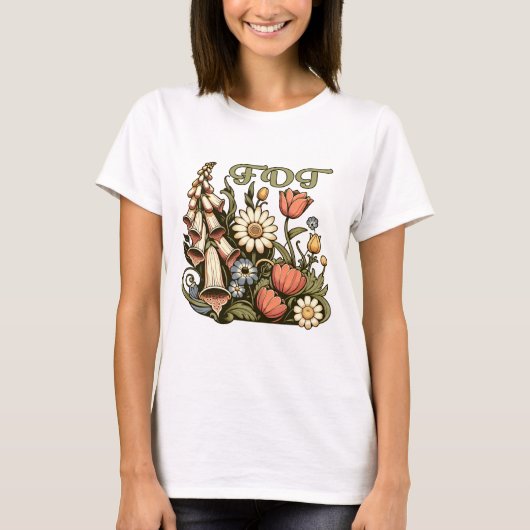 FDT Foxglove Daisy Tulip Subtiele Anti Trump Bloem T-shirt (Voorkant)