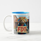 FDT Kat met Teken Regenboog Tweekleurige Koffiemok (Links)