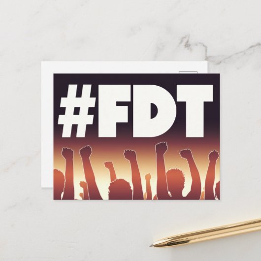 FDT Menigte met Armen in de Lucht Briefkaart (Voorkant / Achterkant in situ)