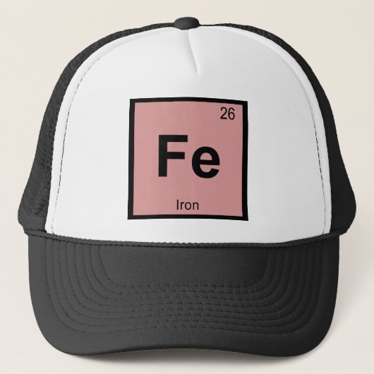 Fe - IJzerchemie Periodieke Tabel Symbool Element Trucker Pet (Voorkant)