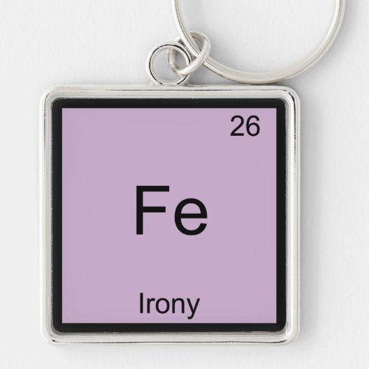 Fe - Ironie Grappige Chemie Element Symbool T-Shir Sleutelhanger (Voorkant)
