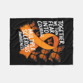 Fear Into Courage Orange Ribbon Multiple Sclerosis Fleece Deken (Voorkant (Horizontaal))