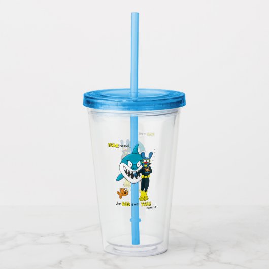 Fear No Evil Shark Tbone acryl tumbler cup Drinkbeker (Voorkant)
