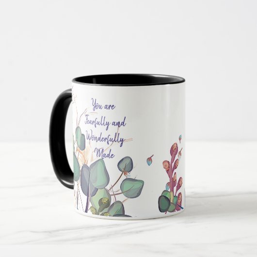 Fearful and wonderbaarlijk gemaakt mok (Voorkant links)