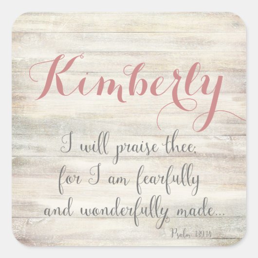 Fearful & Wonderful Made - Ps. 139:14 Vierkante Sticker (Voorkant)