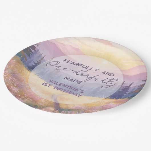 Fearfully and Onederfully Made Girl First Birthday Papieren Bordje (Gekanteld)