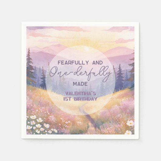 Fearfully and Onederfully Made Girl First Birthday Servet (Voorkant)