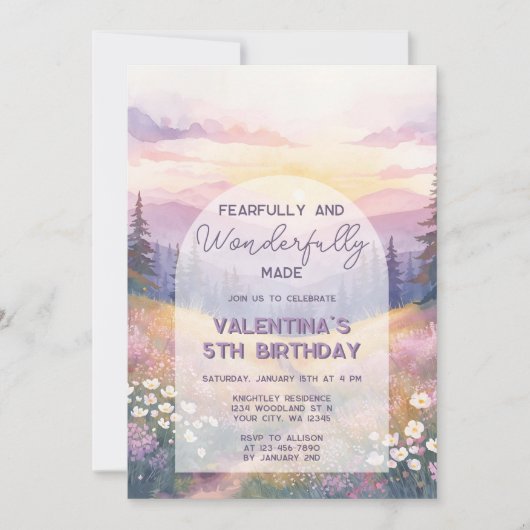 Fearfully and Wonderfully Made Girl Bible Birthday Kaart (Voorkant)