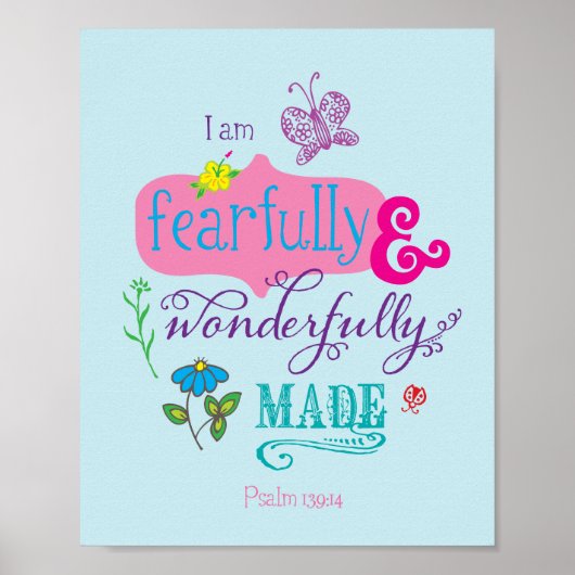 Fearfully and Wonderfully Made Scripture Girly Art Poster (Voorkant)