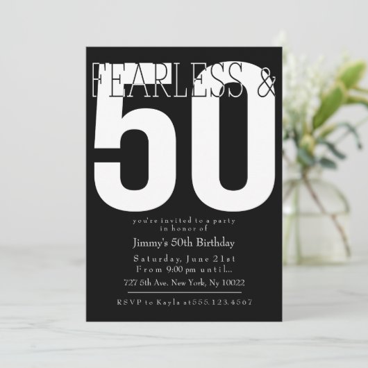 Fearless 50th Birthday Uitnodigingen (Staand voorkant)