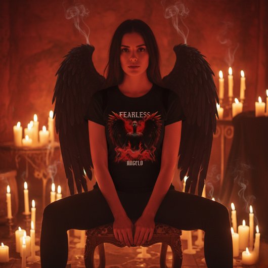 Fearless Angelo Dark Winged Guardian Graphic T-shirt