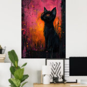 Fearless Animal Under Moonlight Art Poster (Thuiskantoor)