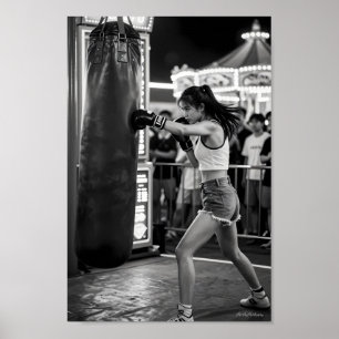 Fearless Boxing Onder Licht van de Kermis Poster