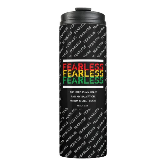 FEARLESS Christelijk Scripture Psalm 27 Black Thermosbeker (Voorkant)