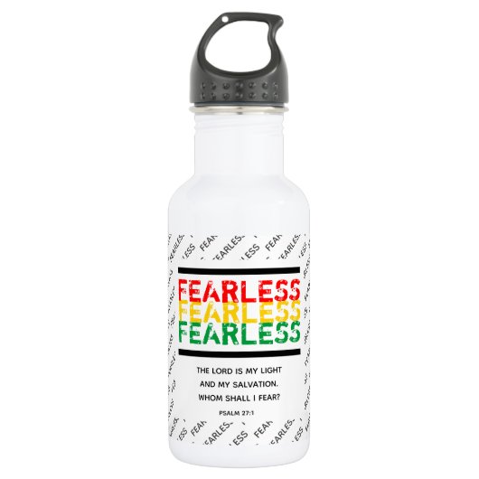 FEARLESS Christelijk Scripture Psalm 27 WH Waterfles (Voorkant)