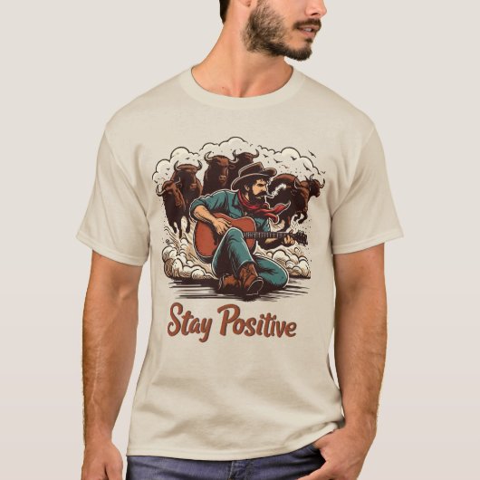 Fearless Cowboy: Retro Westerne stripkunst T-shirt (Voorkant)