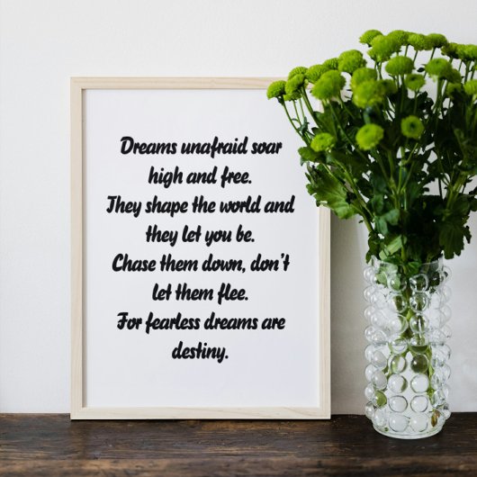 Fearless Dreams inspirerend minigedicht Poster
