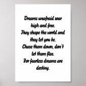 Fearless Dreams inspirerend minigedicht Poster (Voorkant)