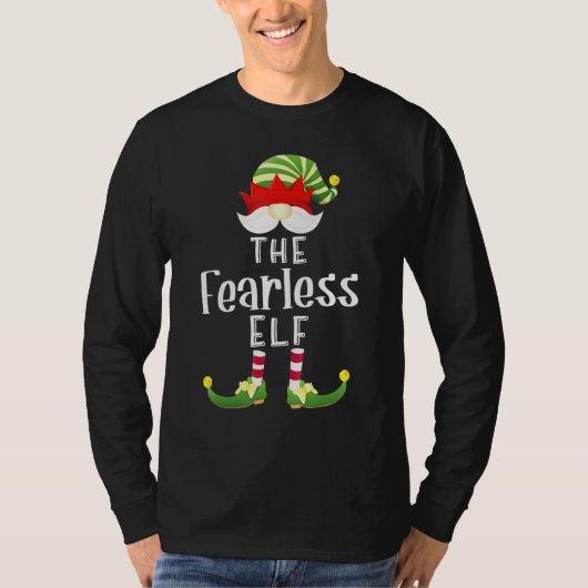 Fearless Elf Group Kerstmis Pajama Partij T-shirt (Voorkant)
