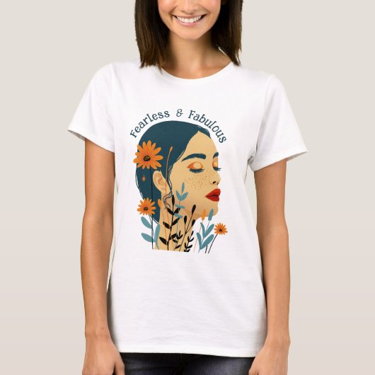 Fearless & Fabulous Floral Woman T-shirt (Voorkant)