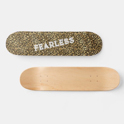FEARLESS Gold Black Leopard Wild Animal Print Persoonlijk Skateboard (Horizontaal)