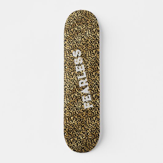 FEARLESS Gold Black Leopard Wild Animal Print Persoonlijk Skateboard (Voorkant)