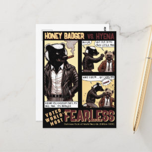 FEARLESS Honey Badger Vecht een Hyena Briefkaart