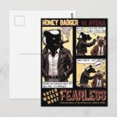FEARLESS Honey Badger Vecht een Hyena Briefkaart (Voorkant / Achterkant)