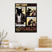 FEARLESS Honey Badger Vecht een Hyena Poster (Keuken)