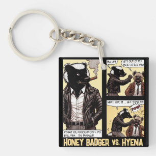 FEARLESS Honey Badger Vecht een Hyena Sleutelhanger
