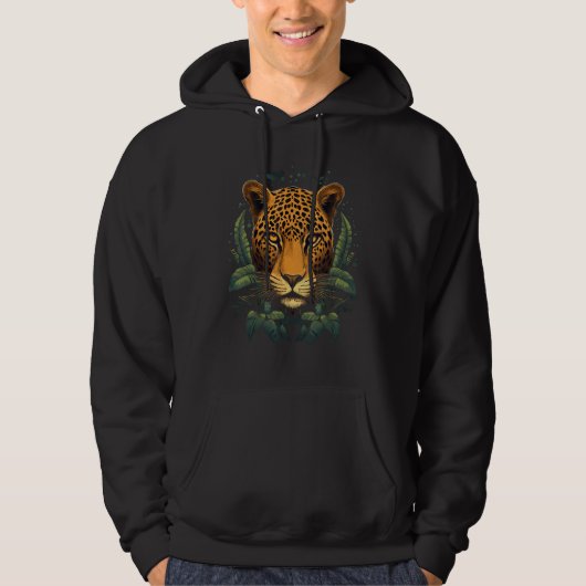 Fearless Jaguar Face Big Cat Lover Print Art Graph Hoodie (Voorkant)