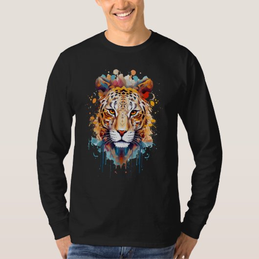 Fearless Jaguar Face Big Cat Lover Print Art Graph T-shirt (Voorkant)