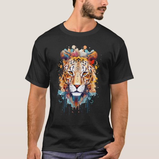 Fearless Jaguar Face Big Cat Lover Print Art Graph T-shirt (Voorkant)