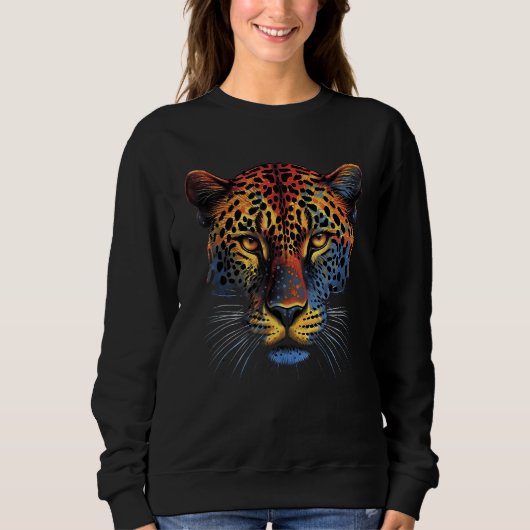 Fearless Jaguar Face Big Cat Lover Print Art Graph Trui (Voorkant)