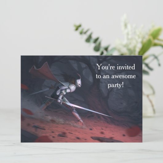 Fearless Knight's verjaardagsfeest Kaart (Staand voorkant)