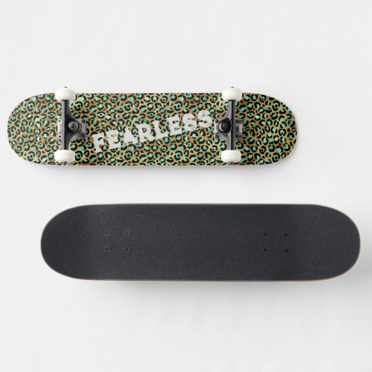 FEARLESS Light Green Leopard Wild Animal Print Persoonlijk Skateboard (Horizontaal)