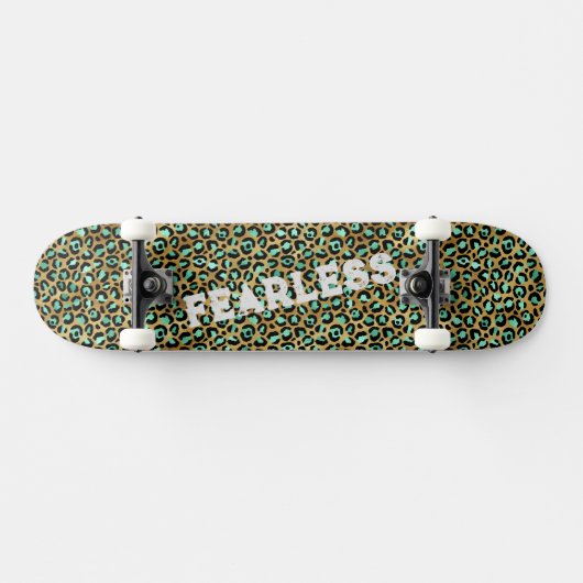 FEARLESS Light Green Leopard Wild Animal Print Persoonlijk Skateboard (Horizontaal)