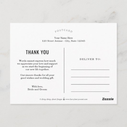 Fearless Love Wedding Bedankt Briefkaart (Achterkant)