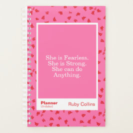 Fearless Pink Floral Inspirational Quote Planner
