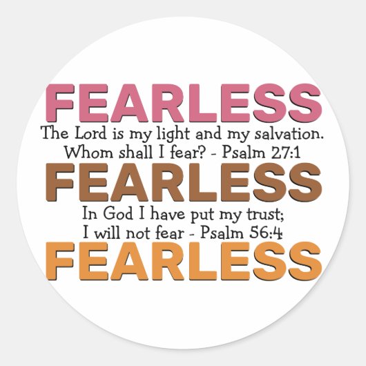 FEARLESS Psalms Inspirerend DAT IK NIET ZAL BEGRIJ Ronde Sticker (Voorkant)