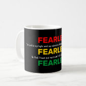 FEARLESS Psalms Inspirerend rood-geel groen Koffiemok (Voorkant links)