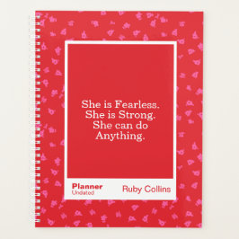 Fearless Red Floral Motivational Quote Planner