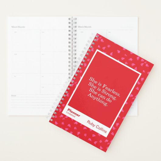Fearless Red Floral Motivational Quote Planner (Display)