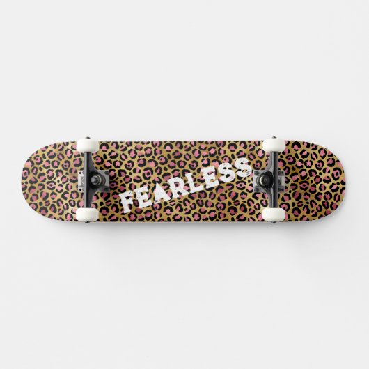 FEARLESS roze luipaard - Afdruk wild dier Persoonlijk Skateboard (Horizontaal)