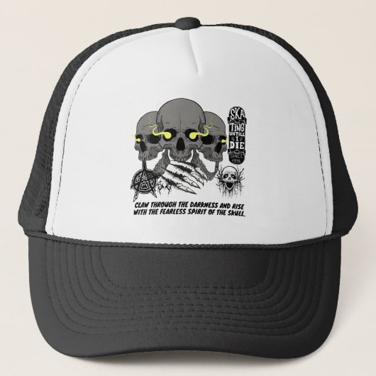 Fearless Skull Claw Trucker Hat - Gothic Dark Pet (Voorkant)