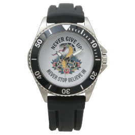 Fearless Spirit: Bold Snake en Rozen artwork Horloge