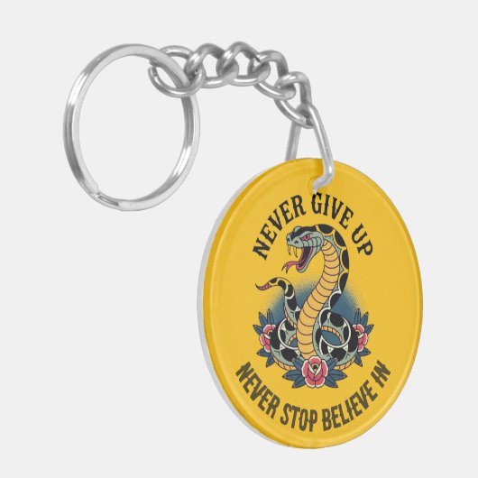 Fearless Spirit: Bold Snake en Rozen artwork Sleutelhanger (Voorkant Links)