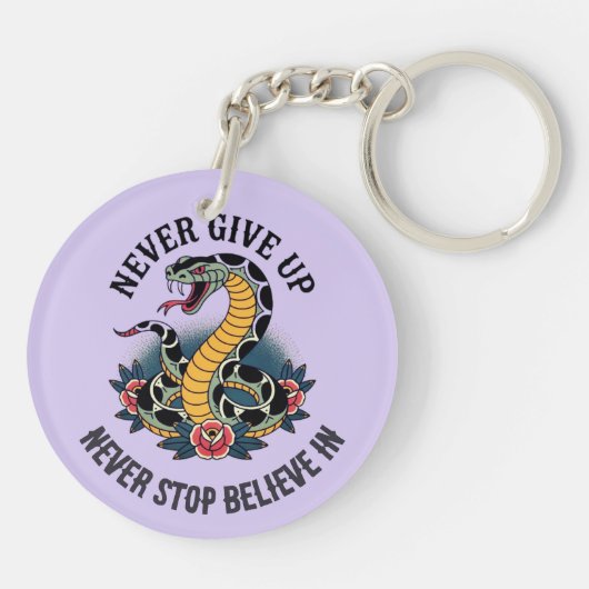 Fearless Spirit: Bold Snake en Rozen artwork Sleutelhanger (Achterkant)